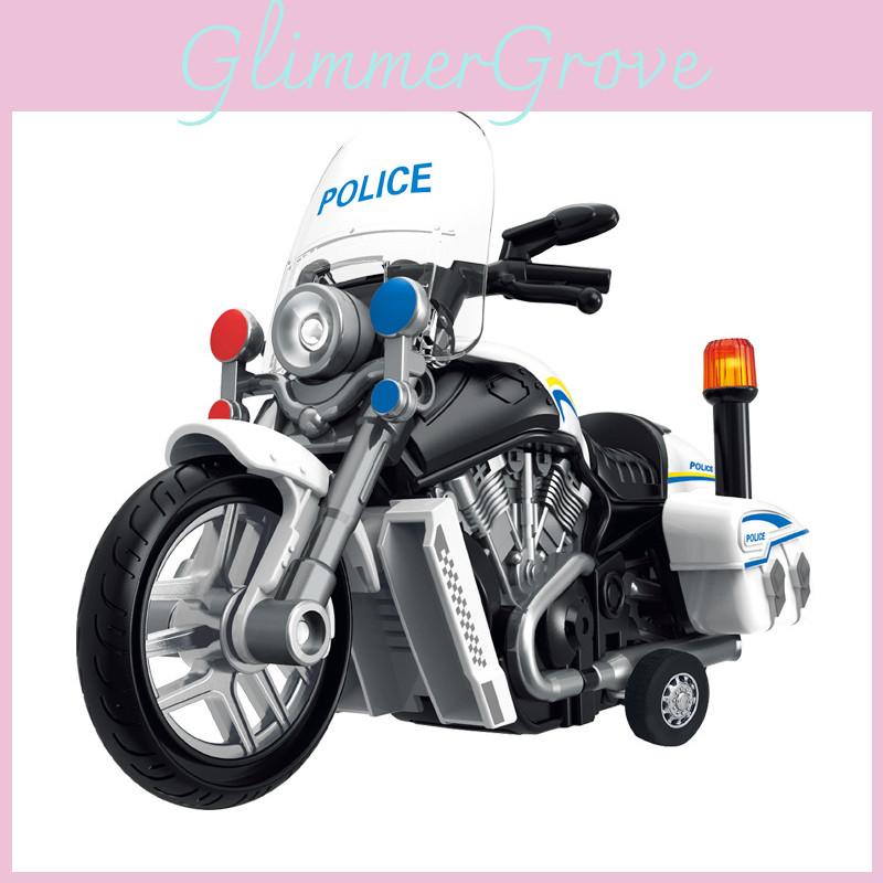 Patrol Car Inertial Motorcycle Police Car Model Toy With Sound And Light For Kids