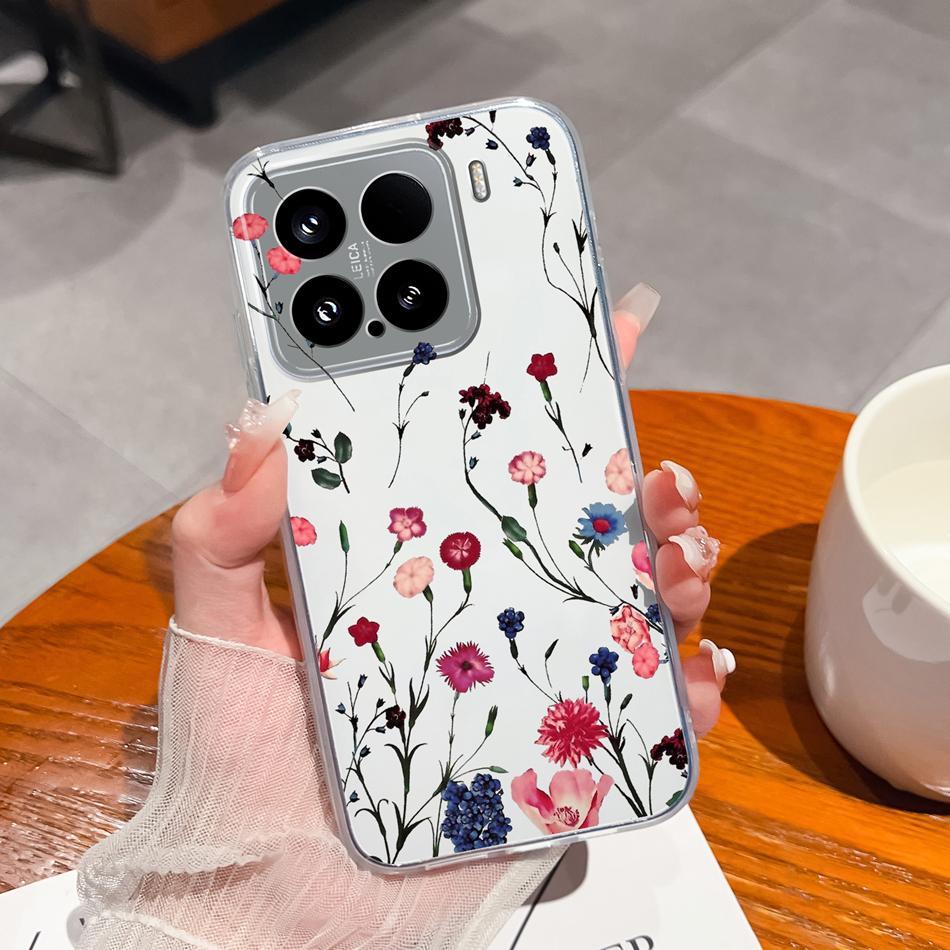Leisure Flower Case For Xiaomi 15 Pro Clear Phone Bags Colourful Soft Back Cover For Xiaomi15 15Pro Silicone Anti Drop Housing