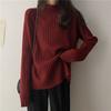 Half Turtleneck Knitted Sweater Loose Solid-color Sweater for Women Casual and Versatile Pullover for Autumn and Winter Outerwear