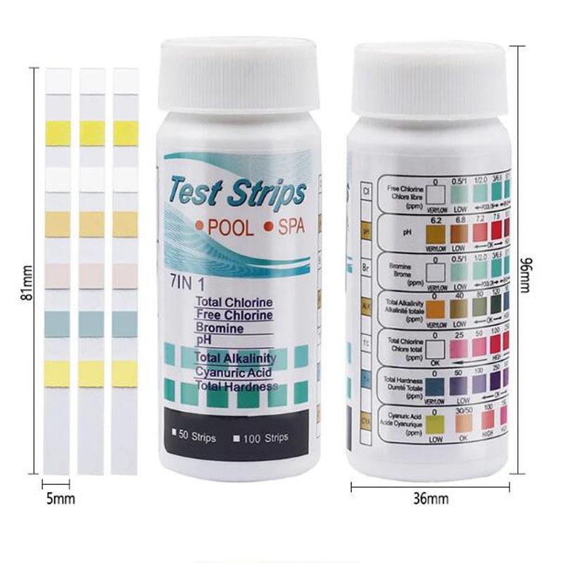 7 in 1 Swimming Pool PH Test Paper Chlorine PH Value Alkalinity Hardness Test Strip PH Tester Pool Cleaner By BeBosLook