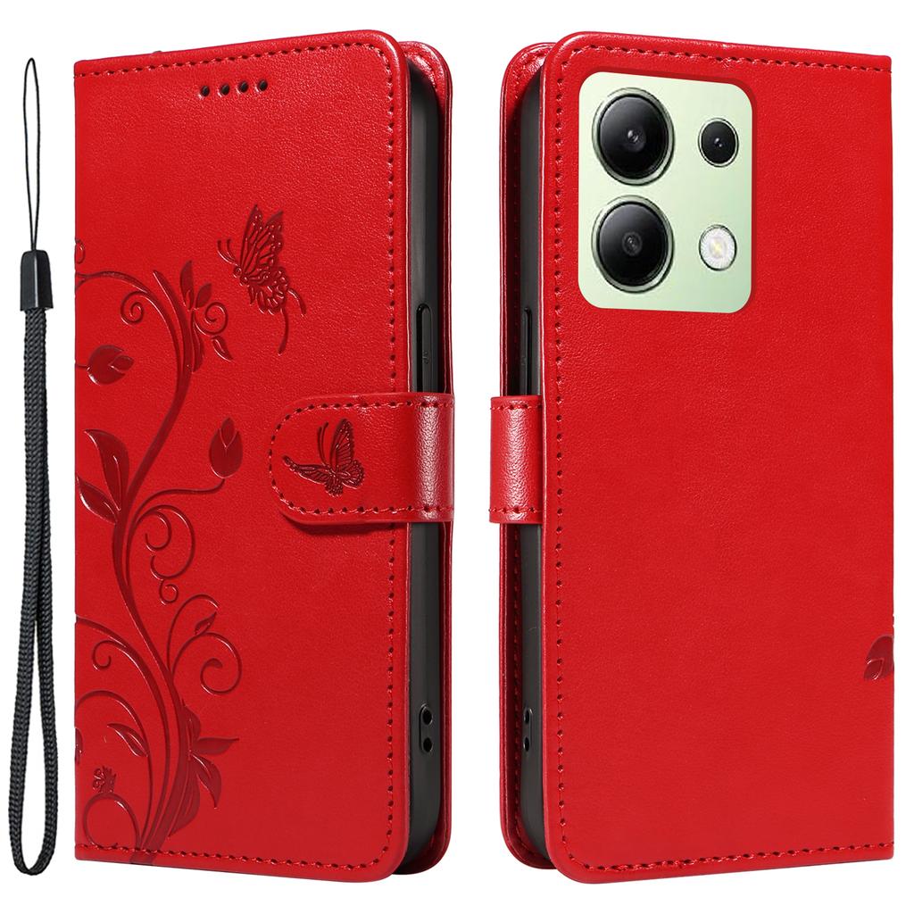 Pro Xiaomi Redmi Note 13 4G Pouzdra z PU kůže Vzor květin Peněženka Stojánek Kryt na telefon s popruhem