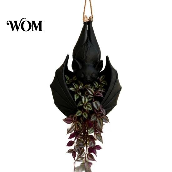 Gothic Flower Pot Bat Shaped Hanging Planter, Plant for Indoor Outdoor Garden Decorative Basin Vines Wall Decor, Unique Wing Flowerpot Succulents And