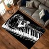 Vibrant Guitar Piano Print Area Rug Black and White Music Theme Home Decor Modern Art Floor Mat Bedroom Living Room Carpet