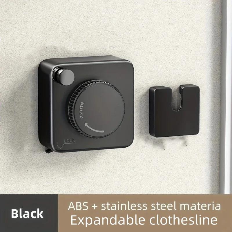 Stainless Steel Heavy-Duty Retractable Indoor Clothesline, Outdoor Clothesline Retractable Heavy-Duty Clothes Rod Wall-Mounted чёрный