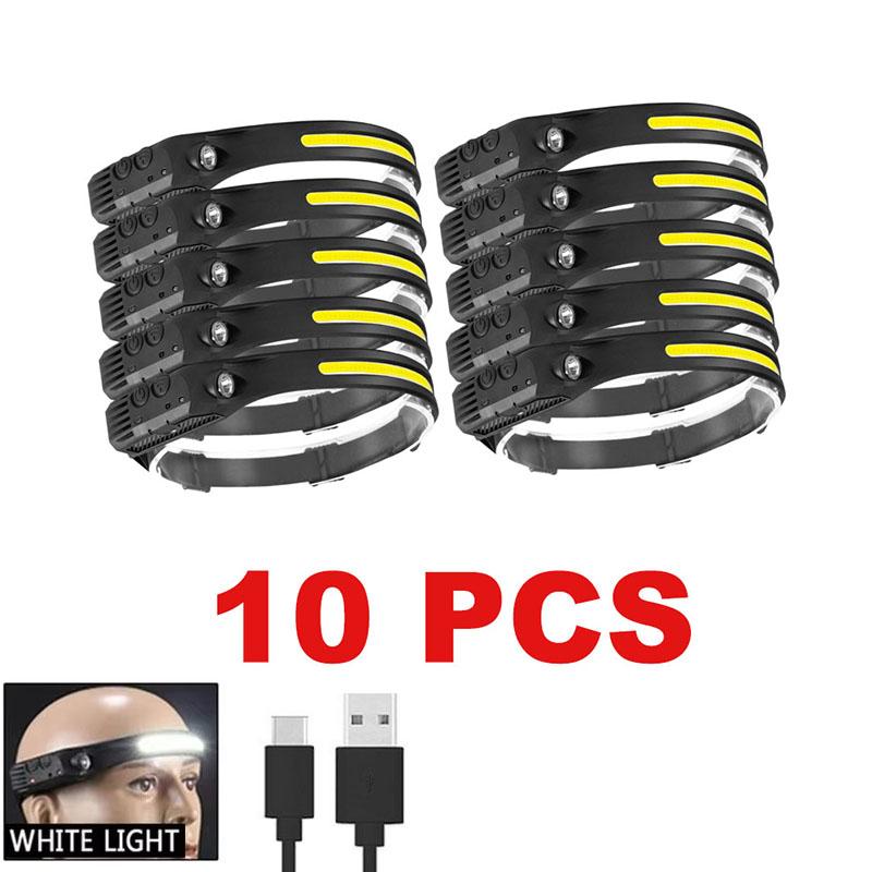 USB Rechargeable LED Sensor Headlamp COB Headlight Head Torch Work Light Waterproof Head Flashlight for Fishing Camping Lantern