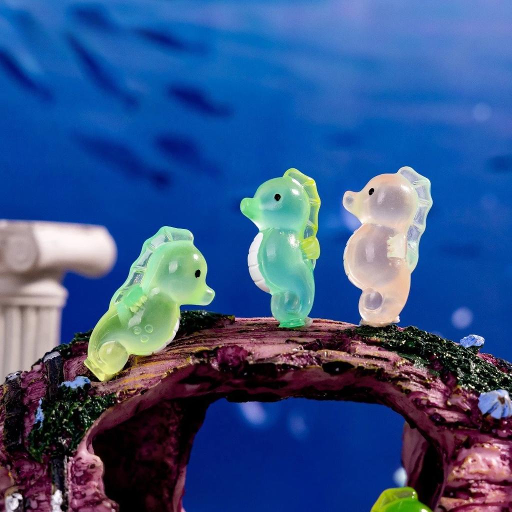 9/18/36Pcs Luminous Seahorse Fairy Garden Miniatures Mini Ornament Kawaii Micro Landscape Fish Tank Decoration Ornament Gifts