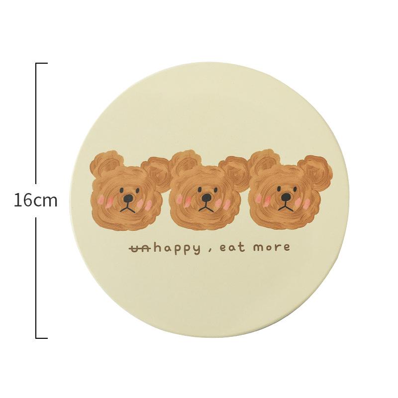 Emo Bear Coasters Creative Ceramic Heat Insulation Mats Simple Household Absorbent Anti-scald Pot Mat Kitchen Home Accessories