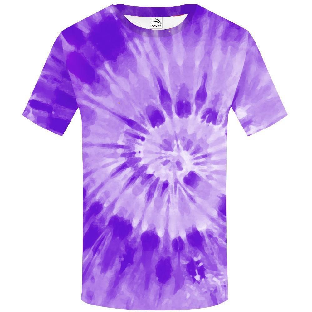 Summer new men's round neck 3D printed short sleeved t-shirt with digital multi-color tie dye