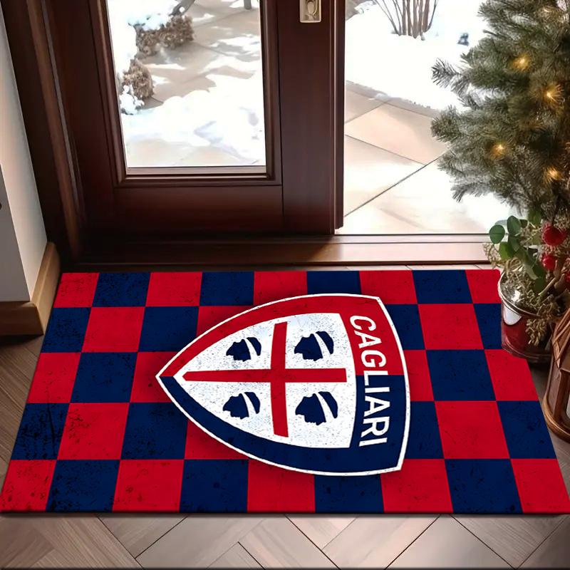 1PC Football Cagliari Design Rug Game Carpet, Floor Mat for Bedroom Living Room Entryway Rug, Home Decor Idea Gift for Christmas birthday