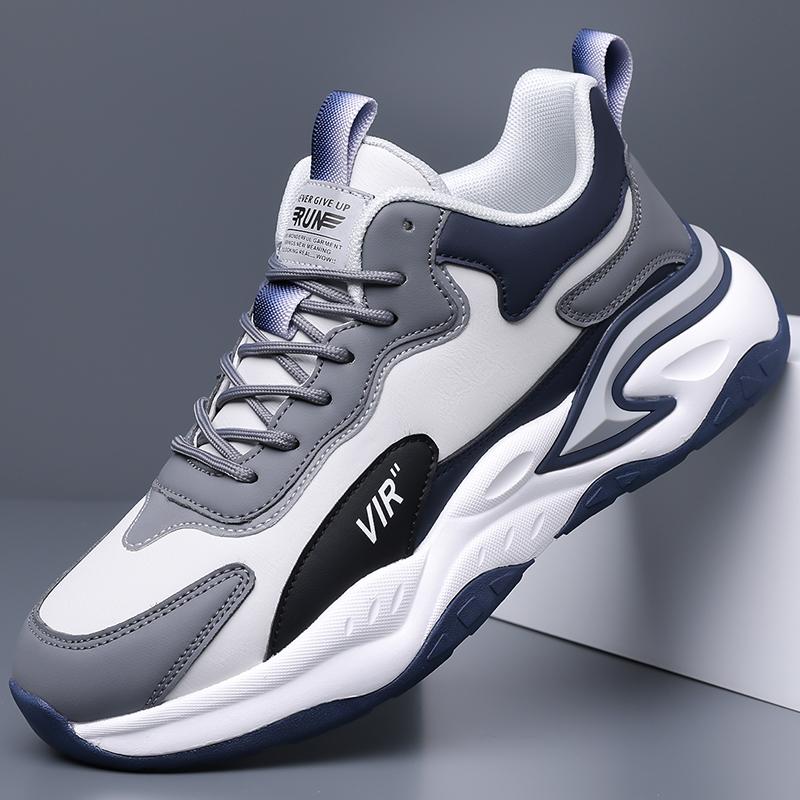 Men Leather Look Casual Sport Sneakers Lightweight Running Style Shoes for Walking Commuting Travel and Everyday Wear Sizes 38-46