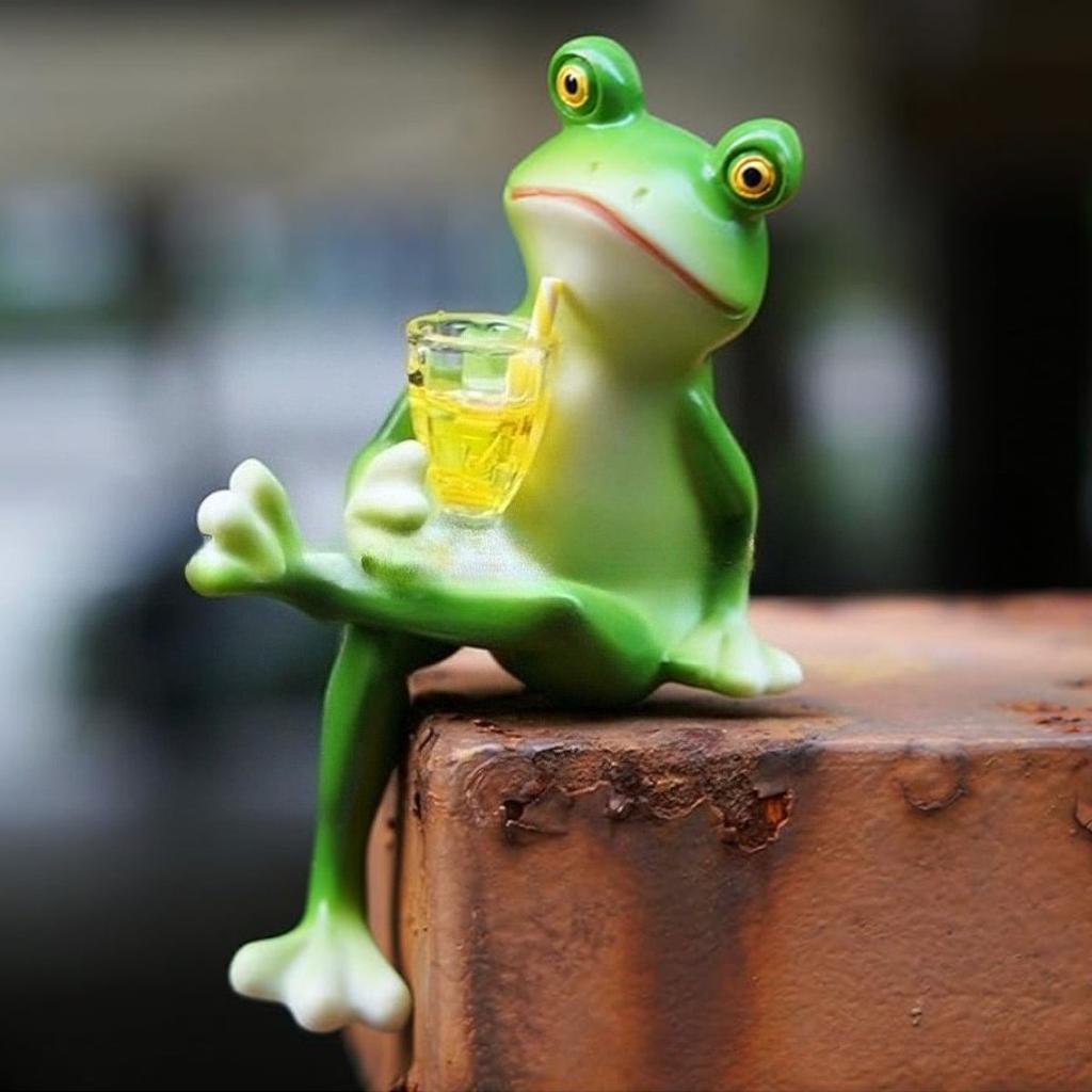 Adorable Frog Resin Statue, Vibrant Green Outdoor Garden Decoration for Youngsters, Patio, Pond, or Tree Branch Display