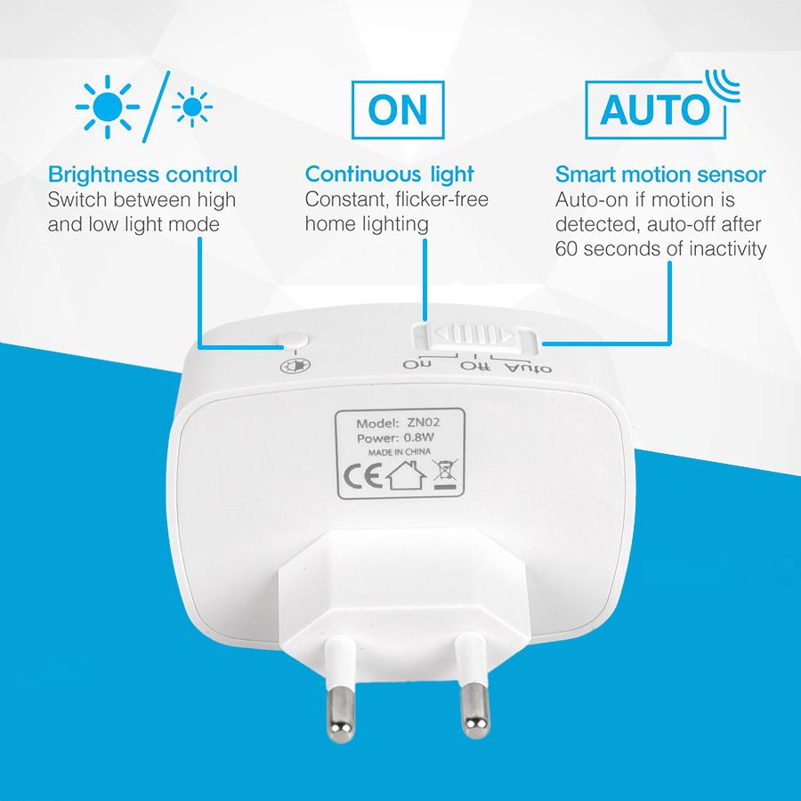 US European Plug LED Night Light PIR Motion Sensor Light Smart Lamp 110V 220V AAA Battery For Bedroom Bathroom Corridor Closet