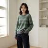 Women's Retro Fair Isle Jacquard Pullover Sweater - Early Autumn Slim-fit Round Neck Knit Top
