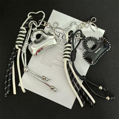 Ins Style Keyring Mini Pu Leather Small Bag Lanyard Keychain Trendy Rope Key Holder Bag Charms Best Friend Gifts