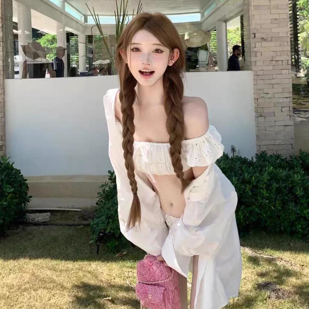 South Korea Korean version of vacation swimsuit women ins fashion new small breasts soak hot spring sexy split swimsuit