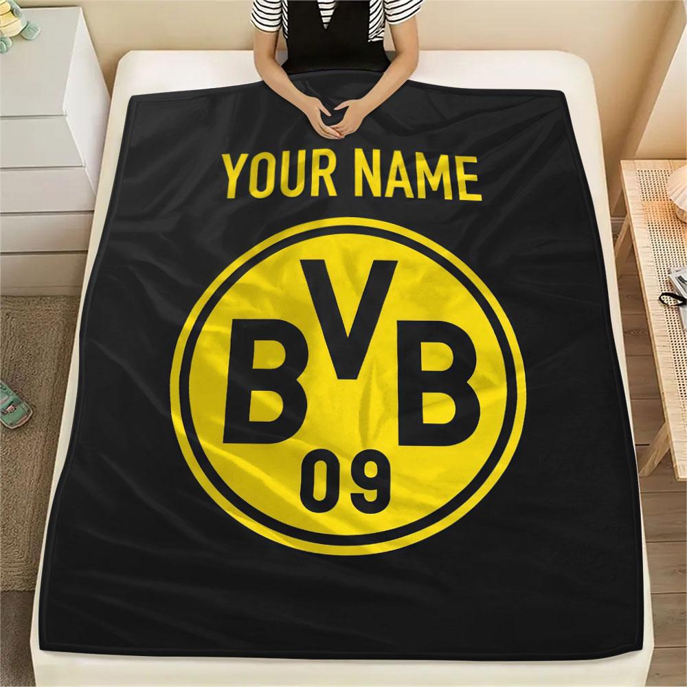 Custom Name,Borussia Dortmund Printed Flannel Blanket, Soft Throw for Bedroom Sofa, Washable, Christmas Present, Great Gift.
