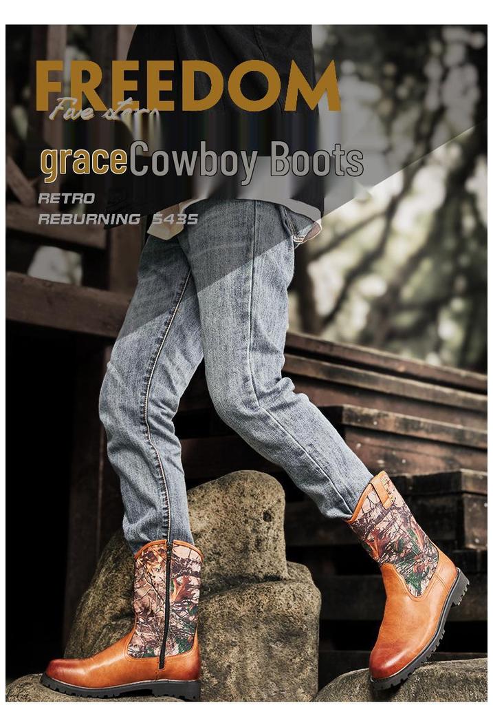 Men's Retro Camouflage Martin Boots: High-Top Workwear Motorcycle Shoes