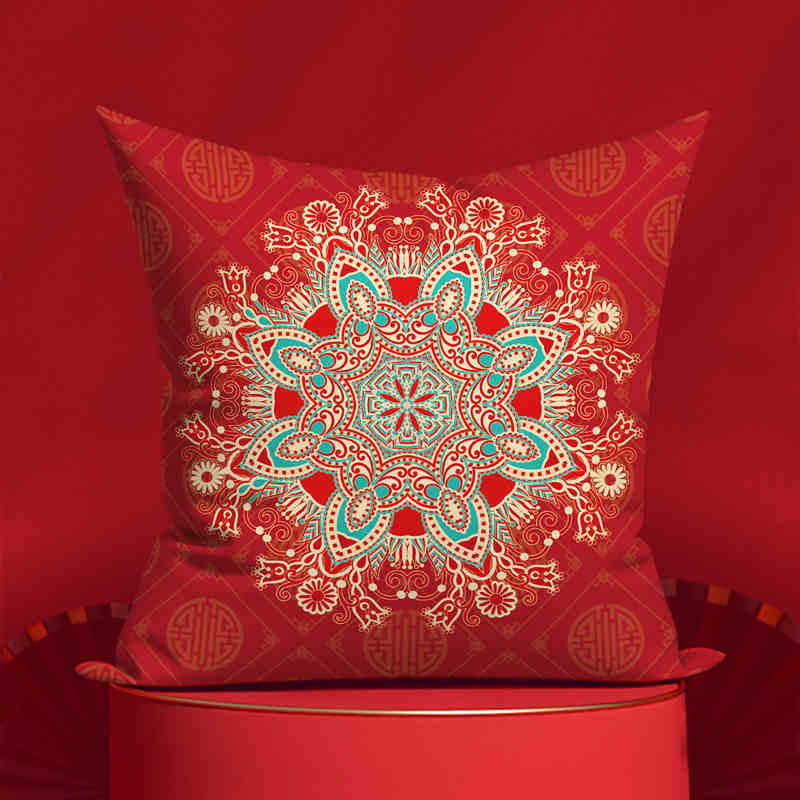 Newlywed Decoration, Wedding Words, Double-sided Pillow, Wedding Red Sofa Cushion, Happy Pillow Case, Living Room, Wedding Room Pillow