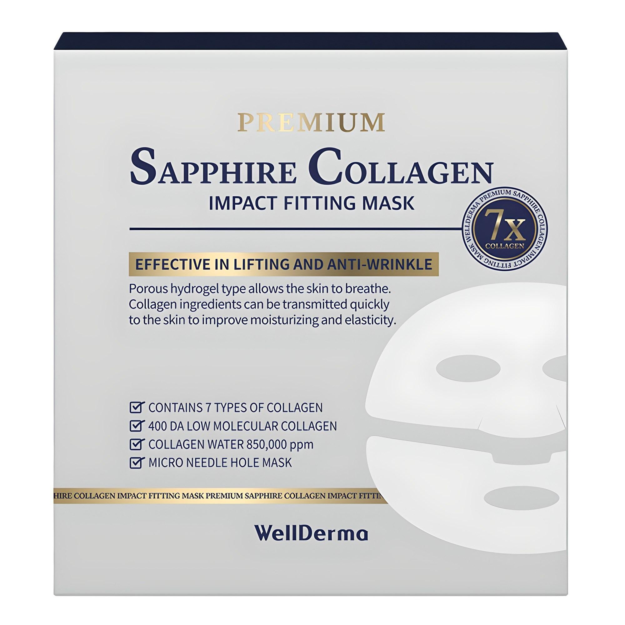 WELLDERMA Premium Sapphire Collagen Impact Fitting Mask Anti-Wrinkle & Firming Care 25g (4 Sheets x2)