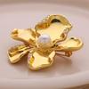 Coco Style Pearl Flower Lapel Pin Brooch - Elegant Alloy Corsage Accessory