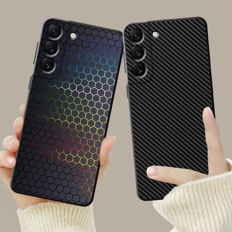 Luxury Carbon Fiber Texture Phone Shell For Samsung Galaxy S23 S22 S21 S20 Fe Ultra S10 S9 S8 Plus Note 20ultra 10plus Case