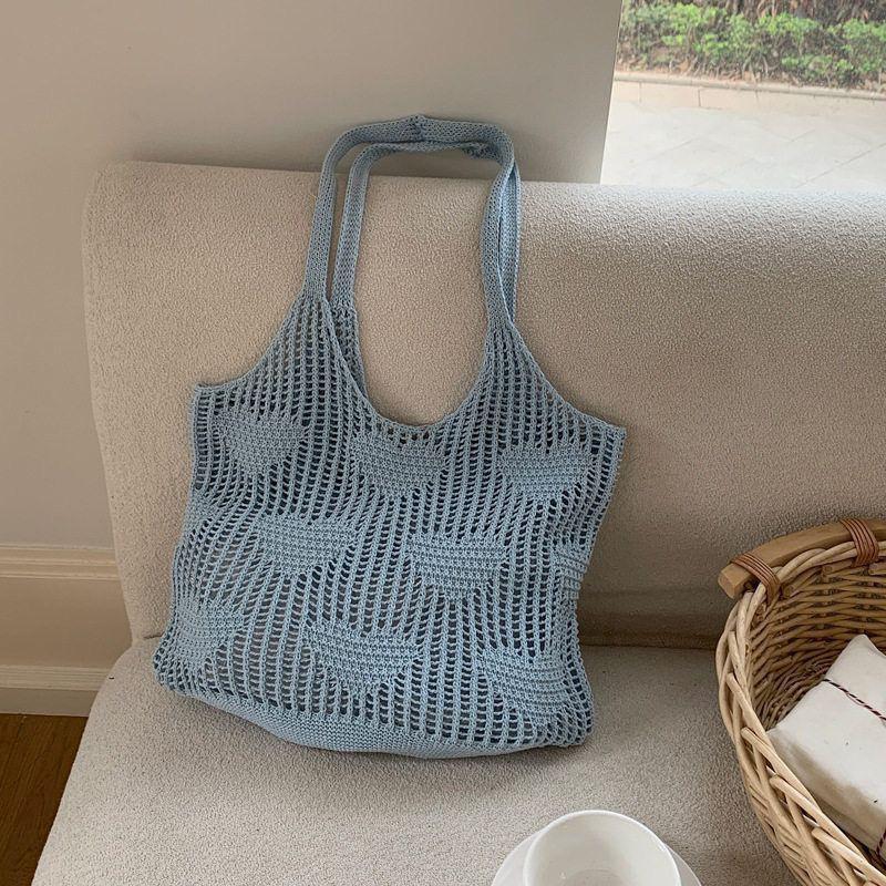Handmade Woven Heart Tote Bag - Large Capacity Casual Beach Shoulder Bag