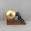 Retro Gold Abstract Artistic Gymnastics Weightlifting Ball, Figure Sculpture, Resin Crafts, Desktop Decorative Ornaments