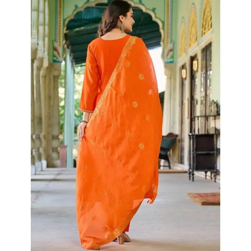 Indian Silk Blend Salwar Kameez Bollywood Wedding Wear Kurta Pant Dupatta Set