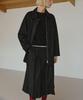 LEFTSEOUL Synthetic Suede Flare Long Skirt [Black]