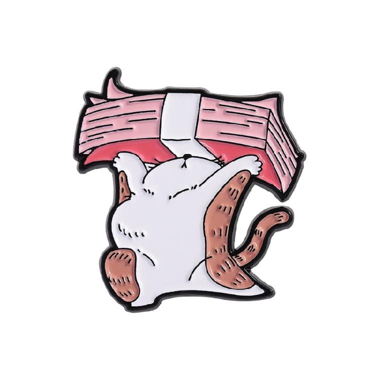Artistic Orange Feline Design Brooch Pin Multipurpose Wearable Corsage For Adults Trendy Zinc Alloy Craftsmanship