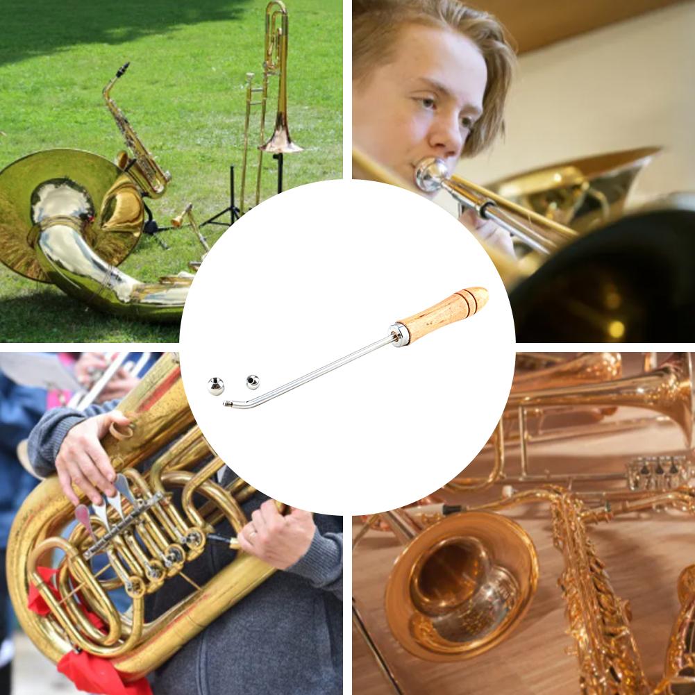 Trombone Neck Maintain Tools with 3 Sheet Metal Balls Saxophone Ball Head Tool Sax Neck Maintenance Tool for Trumpet French Horn
