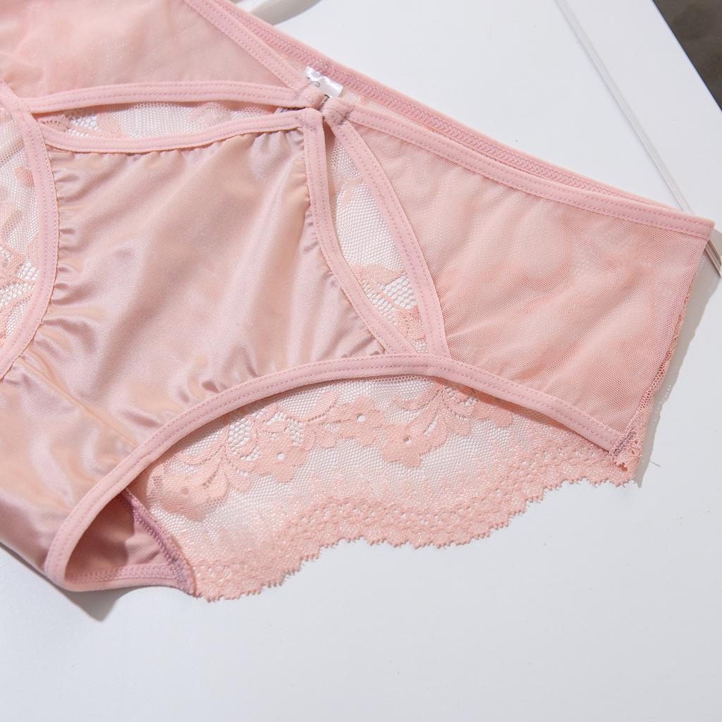 Hollow Out Mid Waist Panties Breathable Plus Size Triangle High Elasticity Women’s Panties