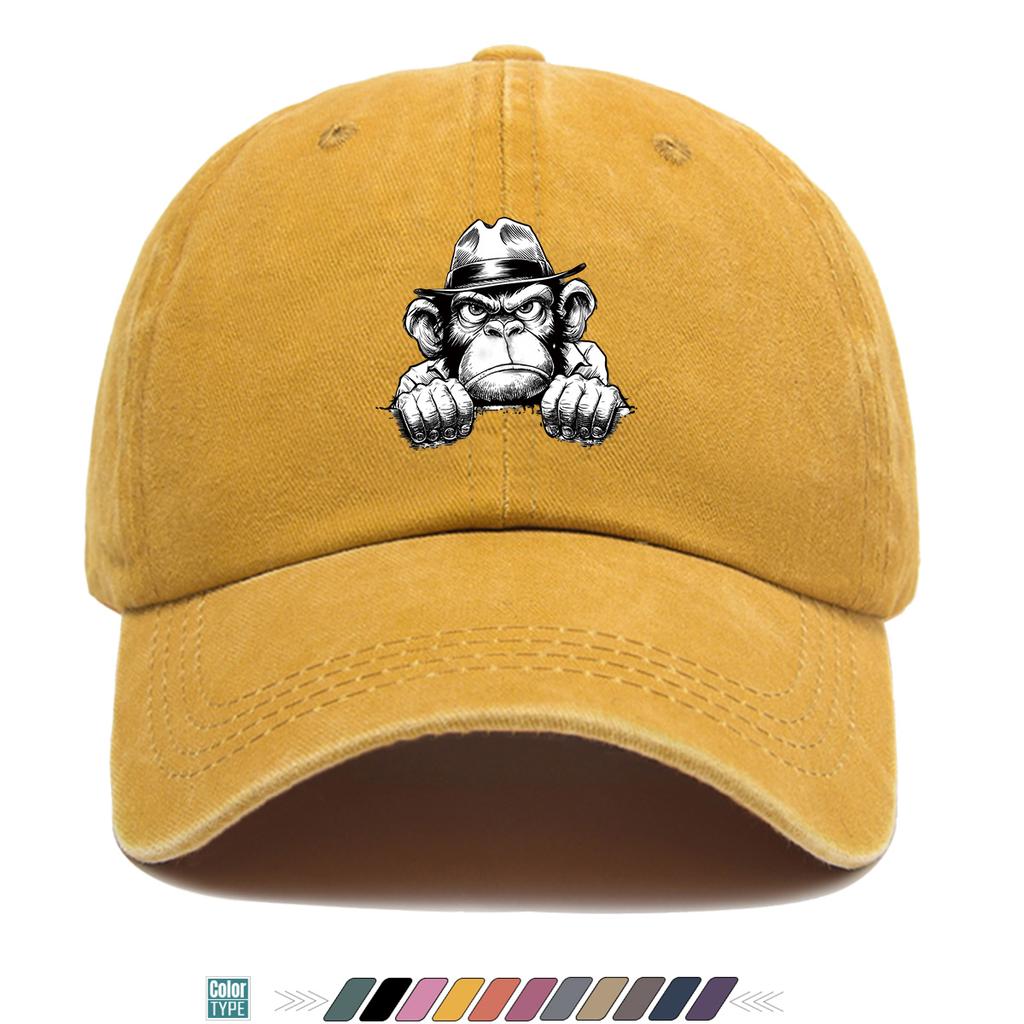 Pc Black  White Detective Gorilla Print Baseball Cap  Adjustable Duckbill Hat Suitable for Unisex  Women Lightweight Breathabl