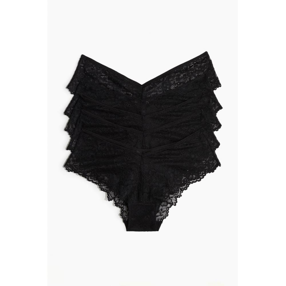 

Комплект из 5 кружевных хипстерских трусиков HM, черный