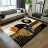 Black White Gold Circle Geometric Pattern Carpet Rug Mat Home Decoration Modern Art Design Abstract Round Shape Floor Mat