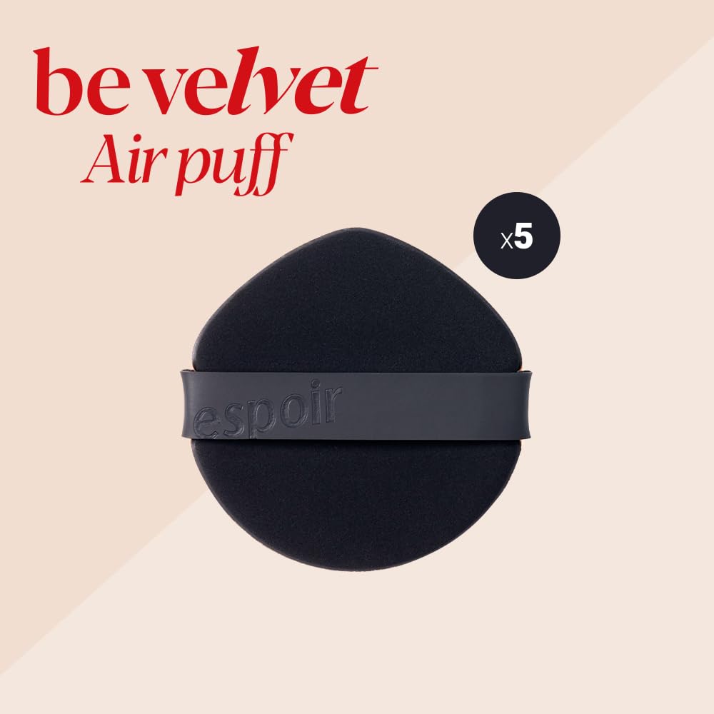 Espoir Be Velvet Air Puff Cushion Foundation Makeup Korean Official Espoir Store (5-Pack) - Sponge, Teardrop-Shaped, Fluffy, High-Adhesion, Cosmetics,