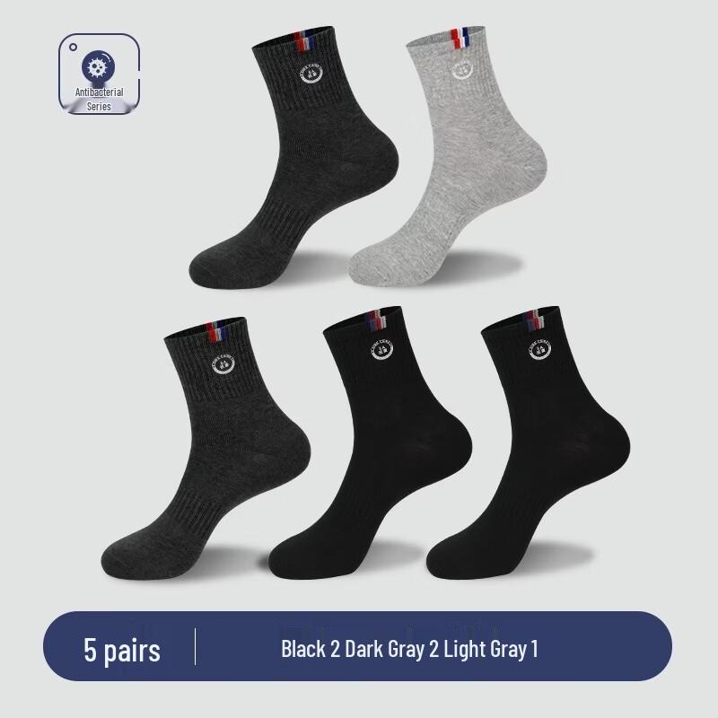 LangSha Men s Antibacterial Anti-Odor Mid-Calf Cotton Socks