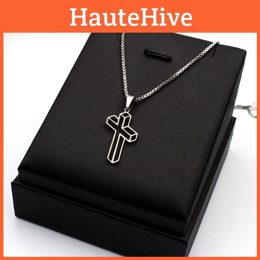 Hop Hip Inspired Cross Chain Necklace Stainless Steel Pendant Decoration Casual