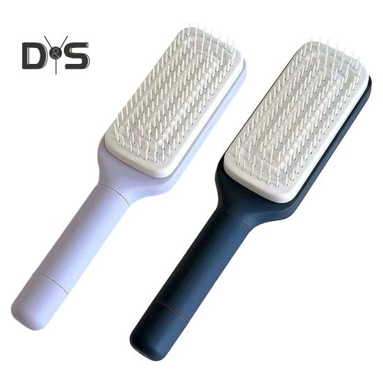 Velký masážní hřeben Jednoklíčový samočistící kartáč na vlasy s dlouhou rukojetí Antistatická masáž vlasové pokožky Hřeben na vlasy Ženy Kadeřnictví Výsuvný hřeben Domů