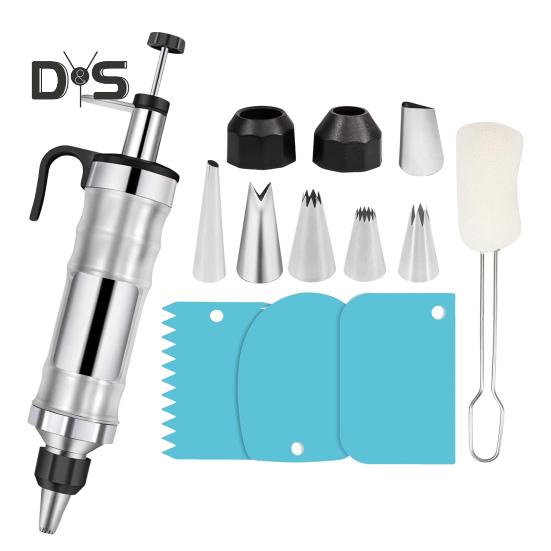 13 ks sada na zdobení dortů z nerezové oceli, stroj na výrobu sušenek, lis na sušenky, opakovaně použitelná sada na zdobení polevy na dorty a muffiny.