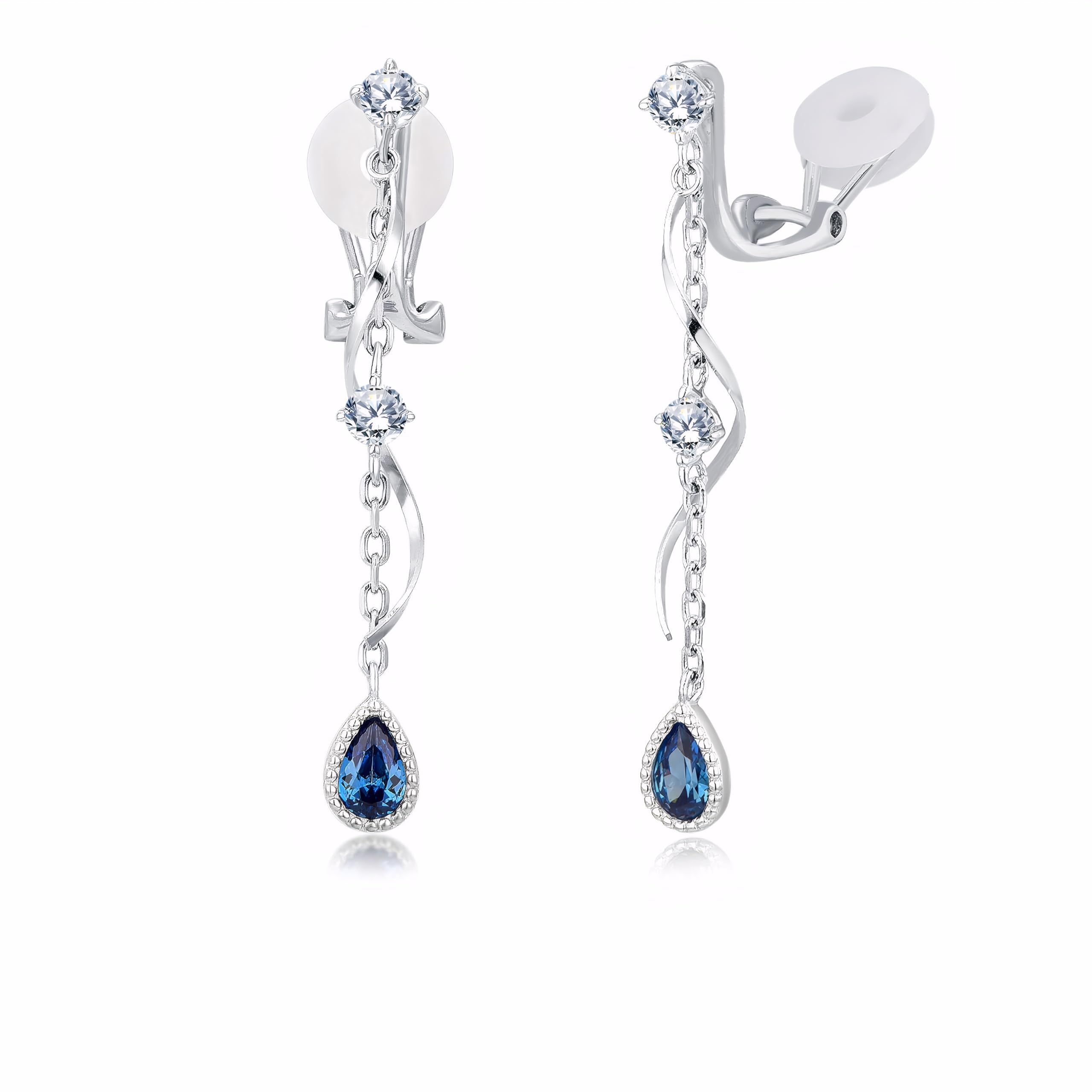 

Сапфировые серьги для сентябрьского подарка для женщин 40+, качающиеся, взрослые, гипоаллергенные, серьги без прокола, камень рождения, годовщина, вечеринка,