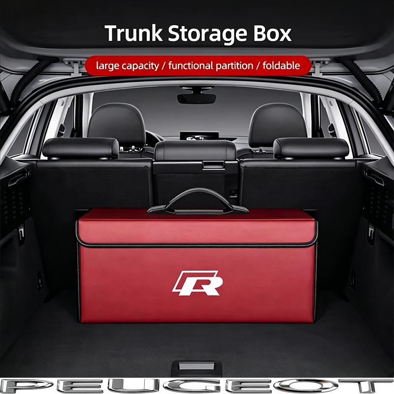 Car Trunk Leather Storage Box Auto Interior Organizer Accessories For VW GTI Polo Golf Passat Tiguan Arteon Taigo Caddy Hub Cap EE1