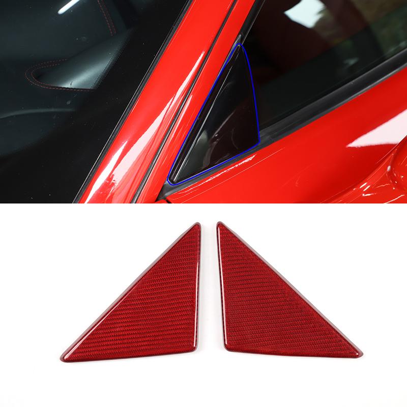 For Ferrari 458 2011-16 Red Real Carbon Fiber Car Gear Panel Glass Lift Switch Door Handle Cover Decoration Sticker Accessories