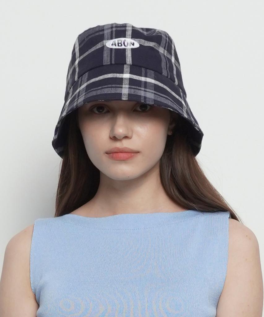 THE-ABON Mw173 Check Bucket Hat Ivory