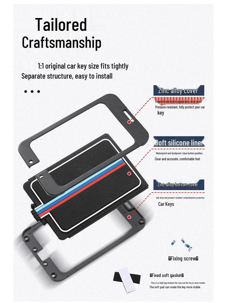BYD Autoschlüsselhülle für Song Pro, Han DM und Qin - Hochwertige Metallschnalle mit Kohlefaser-Muster