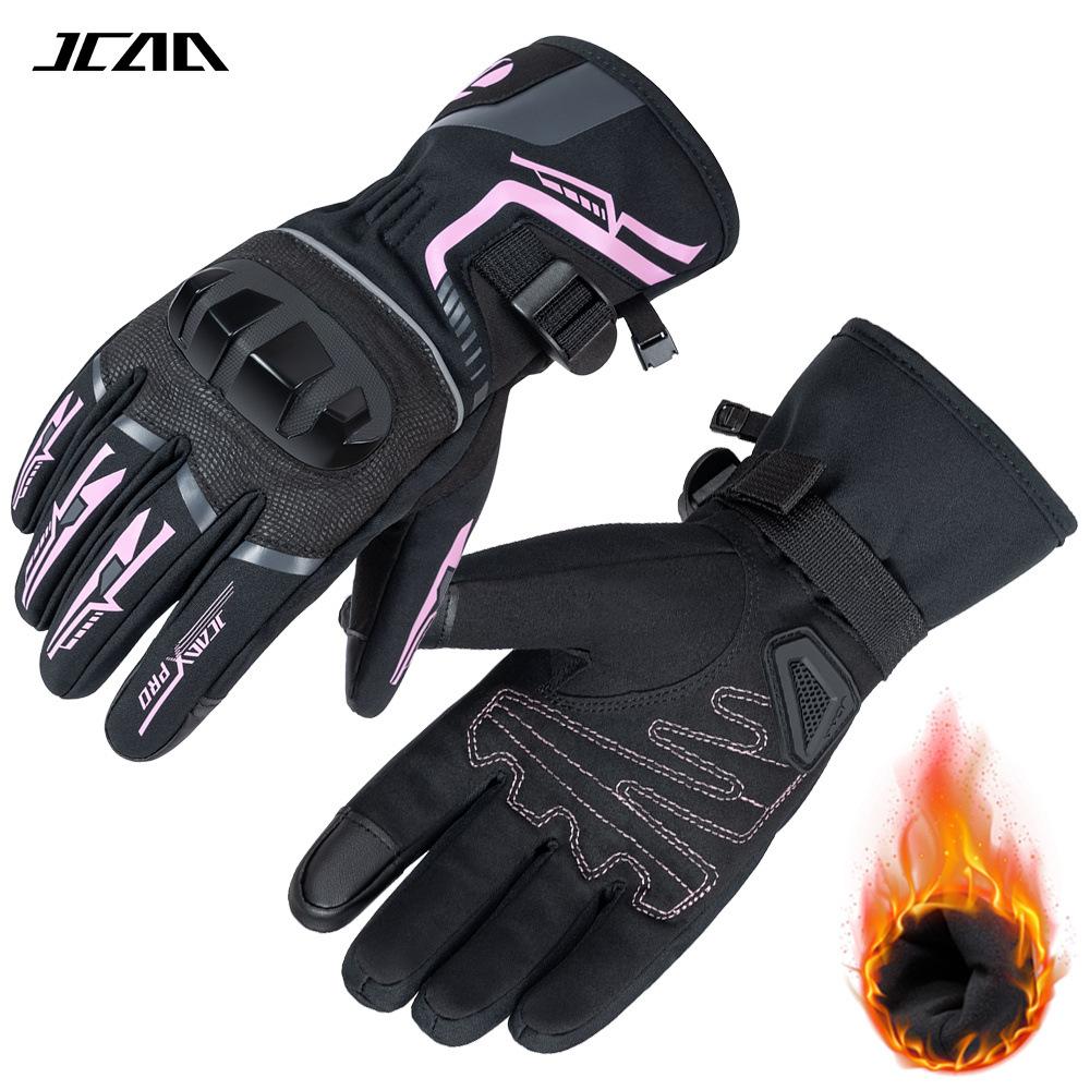 

Cycling anti-drop gloves, waterproof, windproof, velvet and cold-proof locomotive protective equipment for men and women L рожевий