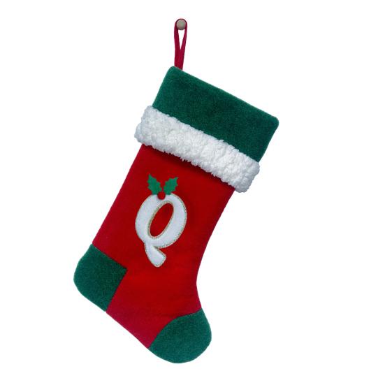 18 Inches Monogram Christmas Stockings with Letters Embroidered Initials Xmas Hanging