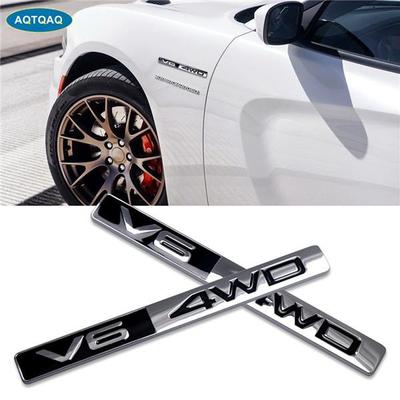 1 Adet Metal V6 4WD 3D Araba Sticker Çıkartması Baş Araba Yan Çamurluk Arka Bagaj Amblem Rozet Sticker Çıkartmaları Herhangi Bir Araç İçin