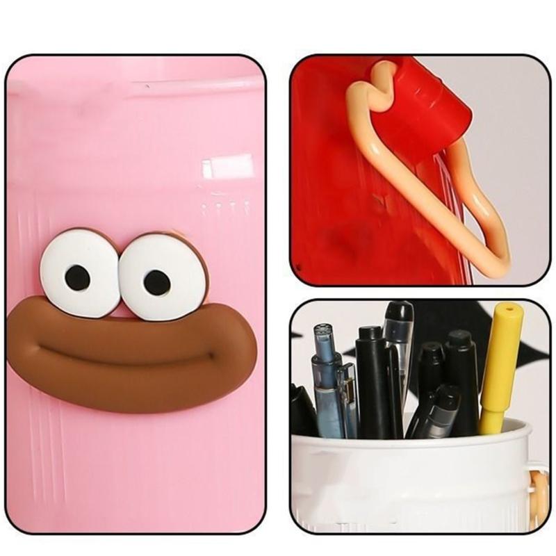2Pcs Cartoon Pen Cup Multipurpose Desk Pen Organiser Case Makeup Brush Storage Container Office Desk Accessories