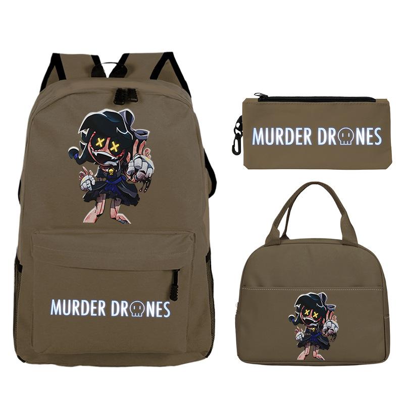 Murder Drones Printed Children's Backpack Pencil Bag Meal Bag Set Large Capacity Student School Bag